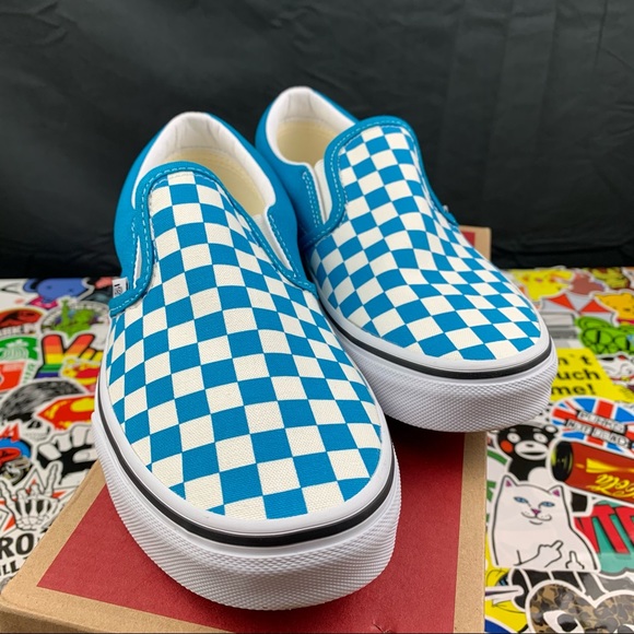 Van's Slip-on Delphinium Blue Checked Women’s - Picture 6 of 10